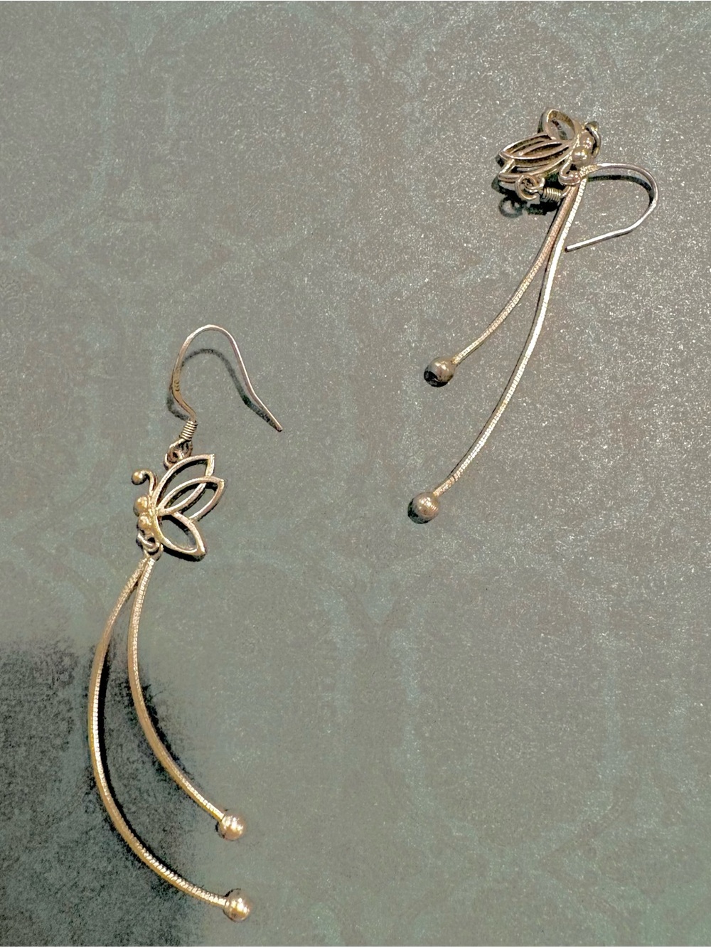 Silver Butterfly Earrings Drop